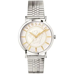 Versace, Essential Zilver Wit Quartz Horloge Grijs, Heren, Maat:ONE Size
