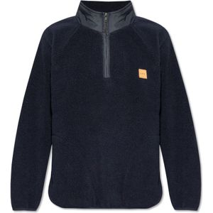 A.p.c., Sweatshirts & Hoodies, Dames, Blauw, XS, Polyester, Fleece met een opstaande kraag