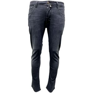 Jacob Cohën, Jeans, Heren, Grijs, W34, Katoen, Zwarte Label Slim-Fit Zwarte Jeans