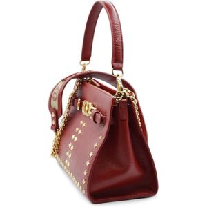 La Carrie, Tassen, Dames, Rood, ONE Size, Iconische Leren Shopper Tas met Studs