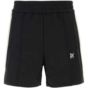 Palm Angels, Zwarte Bermuda Shorts van Polyester Zwart, Heren, Maat:XL
