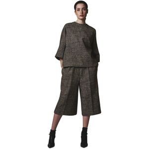 Douuod Woman, Elastische Taille Midi Rok Tweed Zwart, Dames, Maat:XS