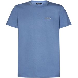 Balmain, Tops, Heren, Blauw, M, Katoen, Gestreepte T-shirts en Polos in helder blauw
