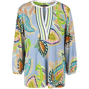 Marc Cain, Blouses & Shirts, Dames, Veelkleurig, L, Leer, Elegante A-lijn blouse met pofmouwen