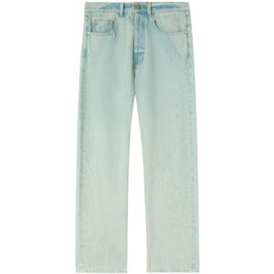 Palm Angels, Blauwe Denim Wijde Pijp Broek Blauw, Heren, Maat:W33