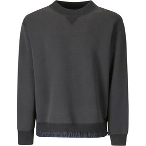 Sacai, Sweatshirts & Hoodies, Heren, Grijs, S, Oversized Crew-Neck Sweatshirt