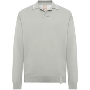 Boggi Milano, Sweatshirts & Hoodies, Heren, Groen, M, Katoen, Katoenen Gebreid Polo Shirt met Open Hals