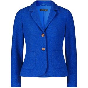 Betty Barclay, Jassen, Dames, Blauw, 3Xl, Wol, Getailleerde wollen blazer met zakken