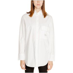 Calvin Klein Jeans, Blouses & Shirts, Dames, Wit, S, Katoen, Witte Lange Mouw Knoop Shirt Vrouwen