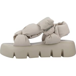 Steve Madden, Schoenen, Dames, Beige, 38 EU, Stijlvolle Platte Sandalen voor Vrouwen