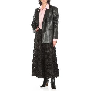 Rotate Birger Christensen, Jassen, Dames, Zwart, S, Zwarte Viscose Blazer Peak Revers