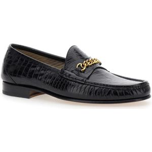 Tom Ford, Schoenen, Heren, Zwart, 42 EU, Leer, Zwarte Croco Loafers Slip-on Schoenen