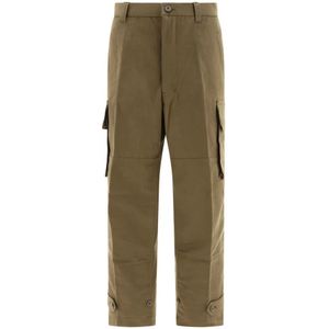 Comme des Garçons, Herringbone Katoen Cargo Broek Groen, Heren, Maat:L