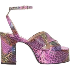 Free Lance, Retro Python Leren Plateau Sandalen Roze, Dames, Maat:38 EU