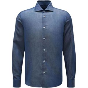 Fedeli, Overhemden, Heren, Blauw, M, Denim, Premium Denim Overhemd Sean Donkerblauw