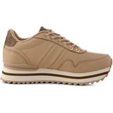 Woden, Nora III Leren Plateau Sneakers Beige, Dames, Maat:38 EU