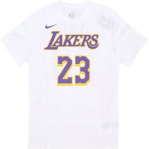 Nike, Tops, Heren, Wit, 2Xl, Katoen, Lebron James NBA Tee Los Angeles Lakers