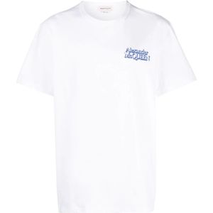 Alexander McQueen, Tops, Heren, Wit, M, Logo T-shirt met korte mouwen