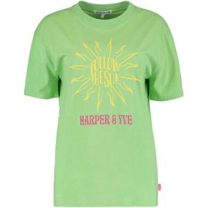 Harper & Yve, Tops, Dames, Groen, S, Katoen, Volg de zon T-shirt Ss 24D300