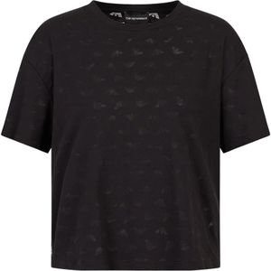 Emporio Armani, Tops, Dames, Zwart, S, Upgrade je garderobe met een prachtige Devoré T-shirt