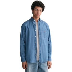 Gant, Indigo Overhemd - Regular Fit Blauw, Heren, Maat:2XL