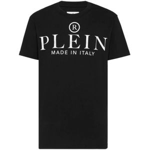 Philipp Plein, Tops, Heren, Zwart, L, Iconische Ronde Hals T-Shirts en Polos in Zwart