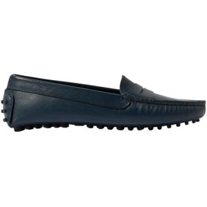 Scarosso, Ashley Loafers - Handgemaakte Italiaanse leren schoenen Blauw, Dames, Maat:39 1/2 EU