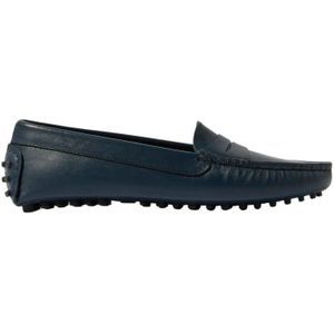 Scarosso, Schoenen, Dames, Blauw, 39 1/2 EU, Leer, Ashley Loafers - Handgemaakte Italiaanse leren schoenen