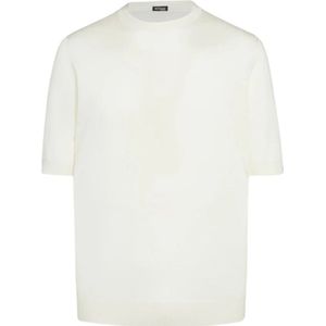 Kiton, Zijden Ronde Hals T-Shirt Wit, Heren, Maat:2XL