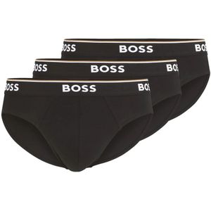 Hugo Boss, Ondergoed, Heren, Zwart, S, Katoen, Stretch Katoen Elastische Taille Briefs 3-Pack