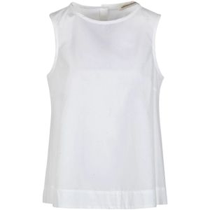 Ottod'Ame, Poplin Blouse - Mouwloos - Gemaakt in Italië Wit, Dames, Maat:XS