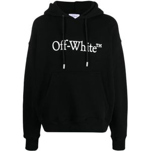 Off White, Sweatshirts & Hoodies, Heren, Zwart, M, Katoen, Zwarte Logo Print Hoodie