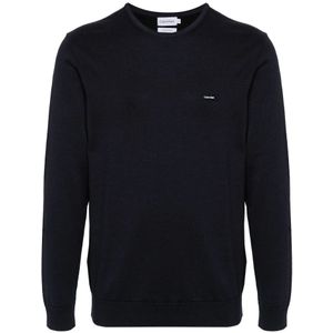Calvin Klein, Truien, Heren, Blauw, L, Night Sky Cotton Silk Blend Sweater