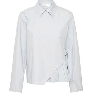 Karen by Simonsen, Blouses & Shirts, Dames, Blauw, L, Katoen, Parel Blauwe Geplooide Blouse