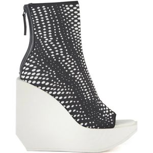 United Nude, Grafische Geweven Platform Bootie met Sleehak Zwart, Dames, Maat:40 EU