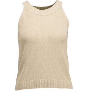 Luisa Cerano, Beige Haltertop met Lurex Ribboorden Beige, Dames, Maat:S