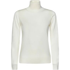 Drumohr, Truien, Dames, Wit, M, Wol, Witte Geribbelde Coltrui Sweater