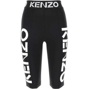 Kenzo, Korte broeken, Dames, Zwart, S, Nylon, Zwarte stretch nylon leggings