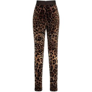 Dolce & Gabbana, Broeken, Dames, Bruin, S, Leopard Jacquard Leggings