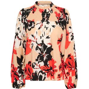 InWear, Blouse met smockdetail en bloemenprint Veelkleurig, Dames, Maat:2XL