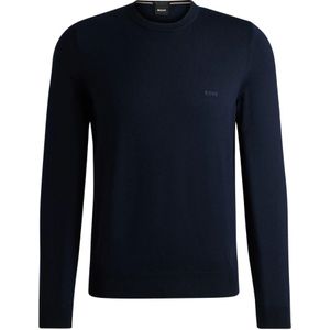 Hugo Boss, Tops, Heren, Blauw, M, Wol, Blauwe Crew Neck Sweater