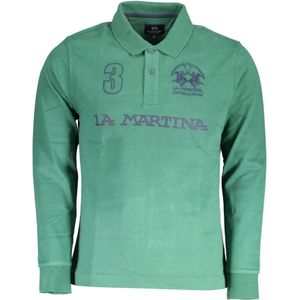La Martina, Tops, Heren, Groen, 4Xl, Katoen, Groen Katoenen Polo Shirt, Lange Mouwen, Logo