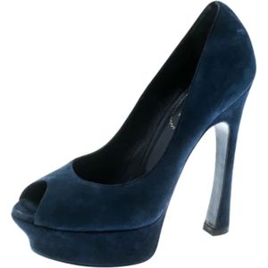 Yves Saint Laurent Vintage, Pre-owned Suede heels Blauw, Dames, Maat:36 EU