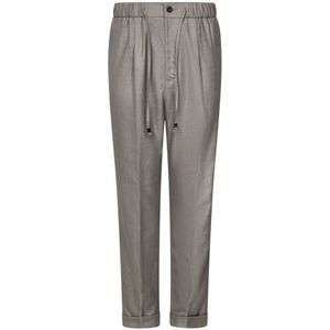 Drumohr, Broeken, Heren, Grijs, L, Wol, Grijze Wol Twill Geplooide Broek