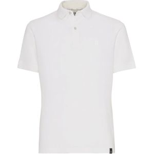 Boggi Milano, Tops, Heren, Wit, L, Katoen, Regular Fit Katoen Piqué Polo Shirt