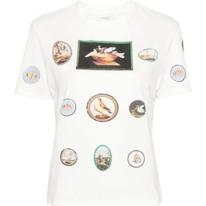 Giambattista Valli, Tops, Dames, Wit, S, Geruit Print T-shirt