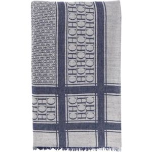 Carolina Herrera, Vierkante Wol Zijde Jacquard Franje Sjaal Veelkleurig, unisex, Maat:ONE Size