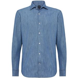 Boggi Milano, Overhemden, Heren, Blauw, L, Katoen, Regular Fit Katoenen Denim Overhemd