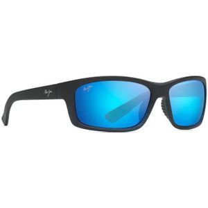 Maui Jim, Accessoires, Heren, Zwart, ONE Size, Rechthoekige zonnebril in zwart met blauwe lens