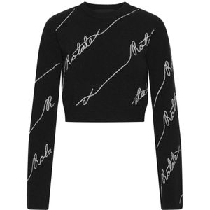 Rotate Birger Christensen, Sweatshirts & Hoodies, Dames, Zwart, S, Katoen, Paillet Logo Sweatshirt